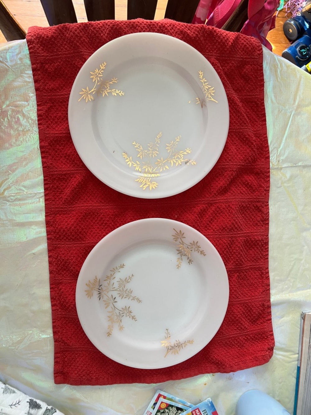 Vintage Federal Glass Golden Glory 9 inch plates- Set of 2